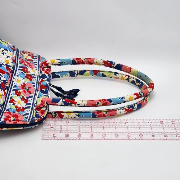 Vera Bradley 2012 Summer Cottage Blue Red Quilted Bowler Shoulder Bag - Picture 11 of 11